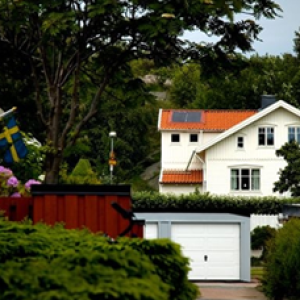 Garageportar vid hus